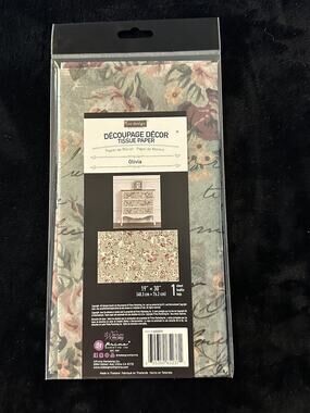 New Sealed Re-Design With Prima OLIVIA Decoupage Decor Tissue Paper 30”x19”